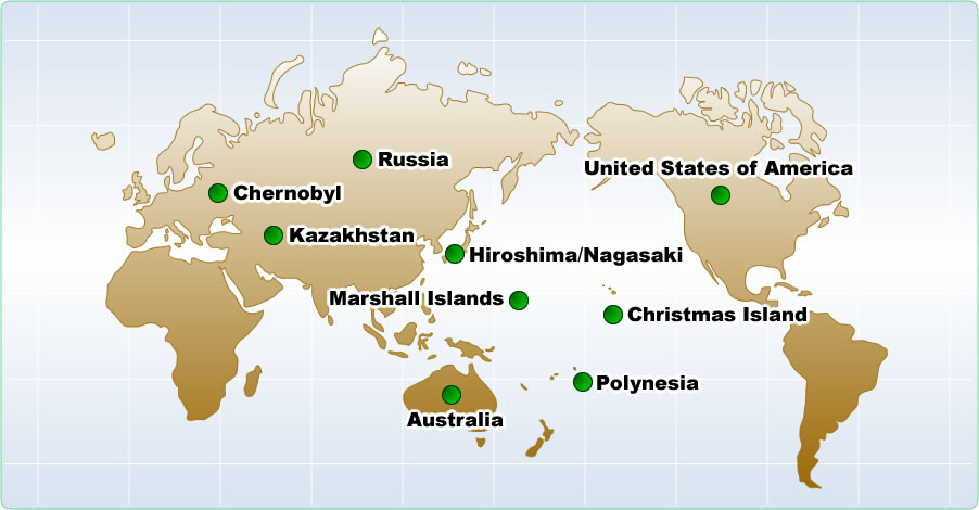 被爆者との連帯・地図(英語)